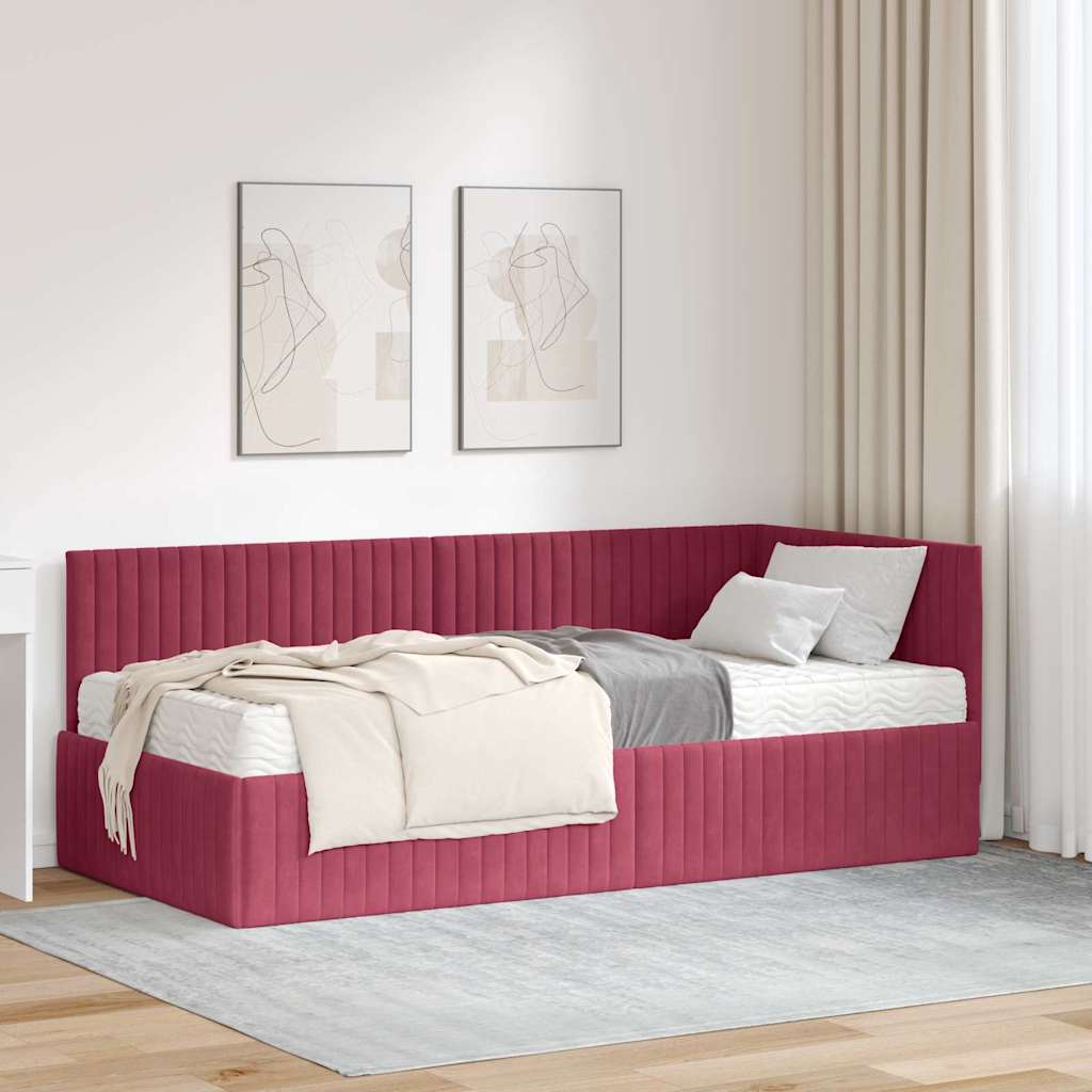 Hoekbedframe met Matras met hoofdeinde 2 pcs Groen Fluweel is nu te koop bij PeponiXL, paradijselijk wonen!