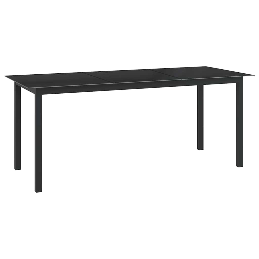Tuintafel 190x90x74 cm aluminium en glas zwart is nu te koop bij PeponiXL, paradijselijk wonen!