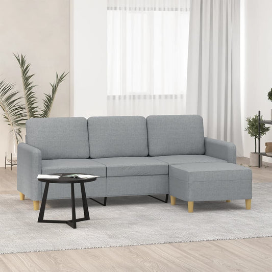 Driezitsbank met voetenbank 180 cm stof lichtgrijs is nu te koop bij PeponiXL, paradijselijk wonen!