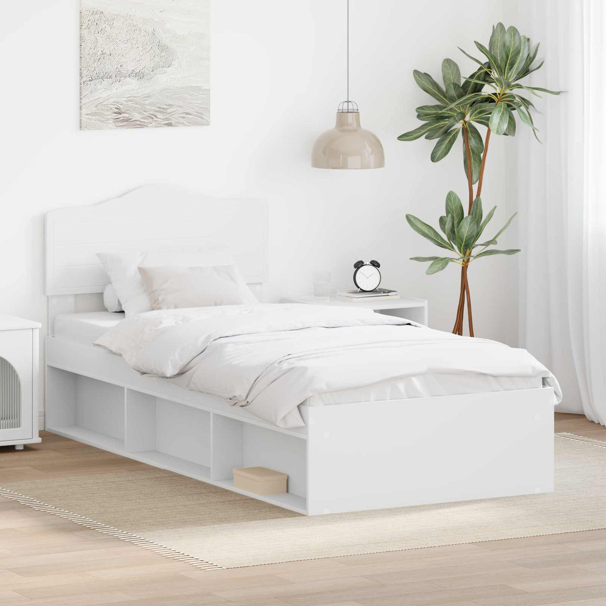 Bedframe met hoofdeinde Wit 90 x 190 cm Massief grenenhout is nu te koop bij PeponiXL, paradijselijk wonen!