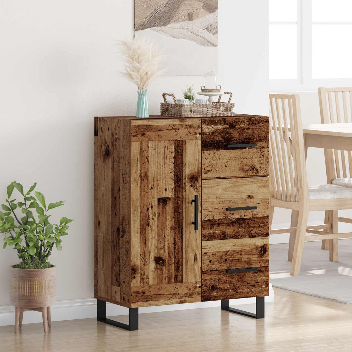 Dressoir Oud Hout 69,5 x 34 x 90 cm Gemonteerd hout en ijzer is nu te koop bij PeponiXL, paradijselijk wonen!