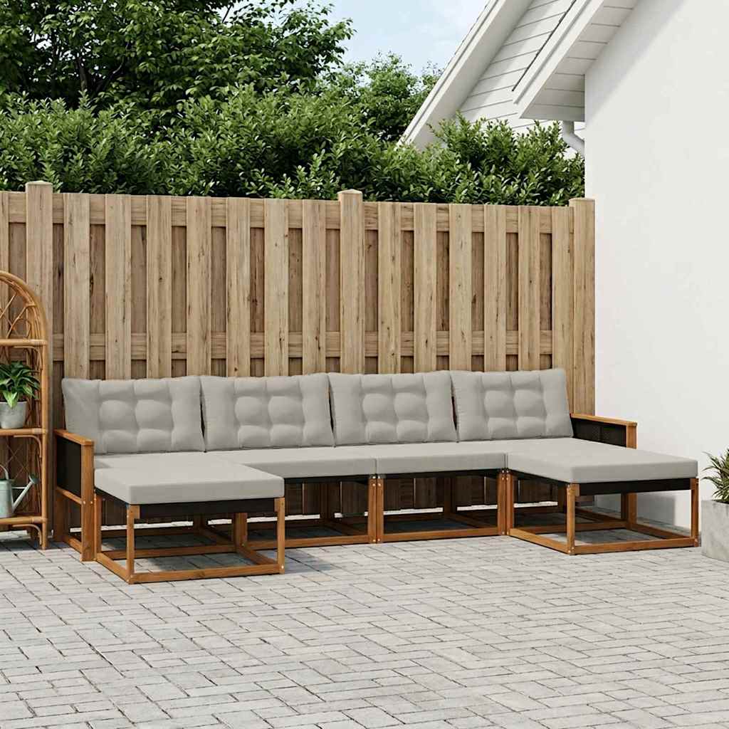 Buiten bankenset met kussen 6 pcs Naturel en lichtgrijs is nu te koop bij PeponiXL, paradijselijk wonen!