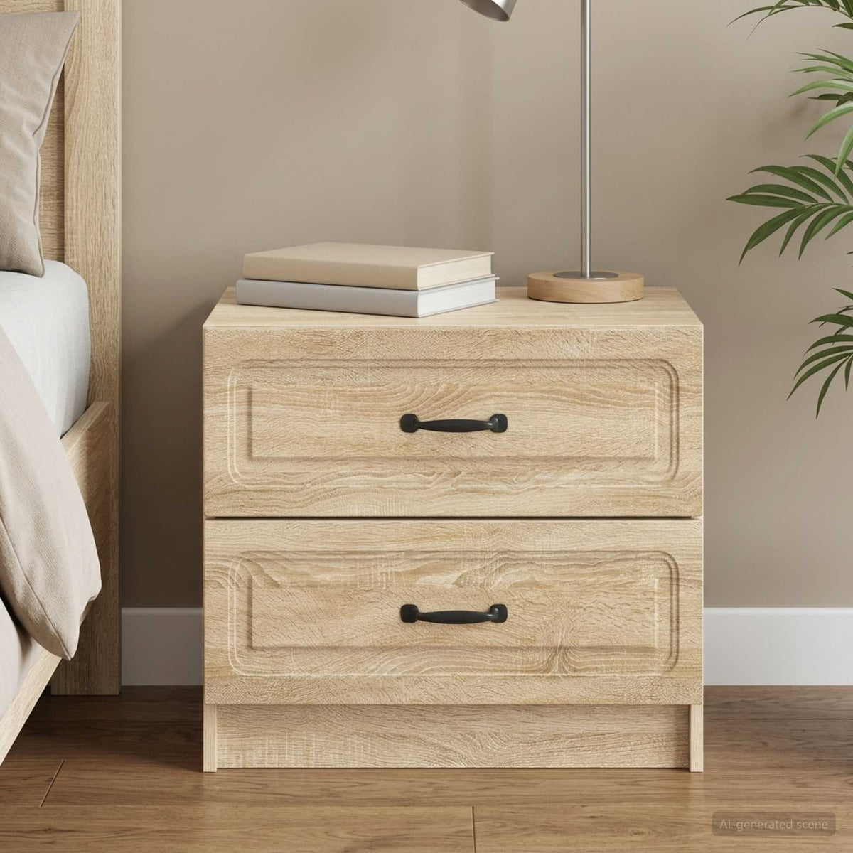 Nachtkastje Sonoma Eiken 62 x 34,5 x 44,5 cm Bewerkt hout is nu te koop bij PeponiXL, paradijselijk wonen!