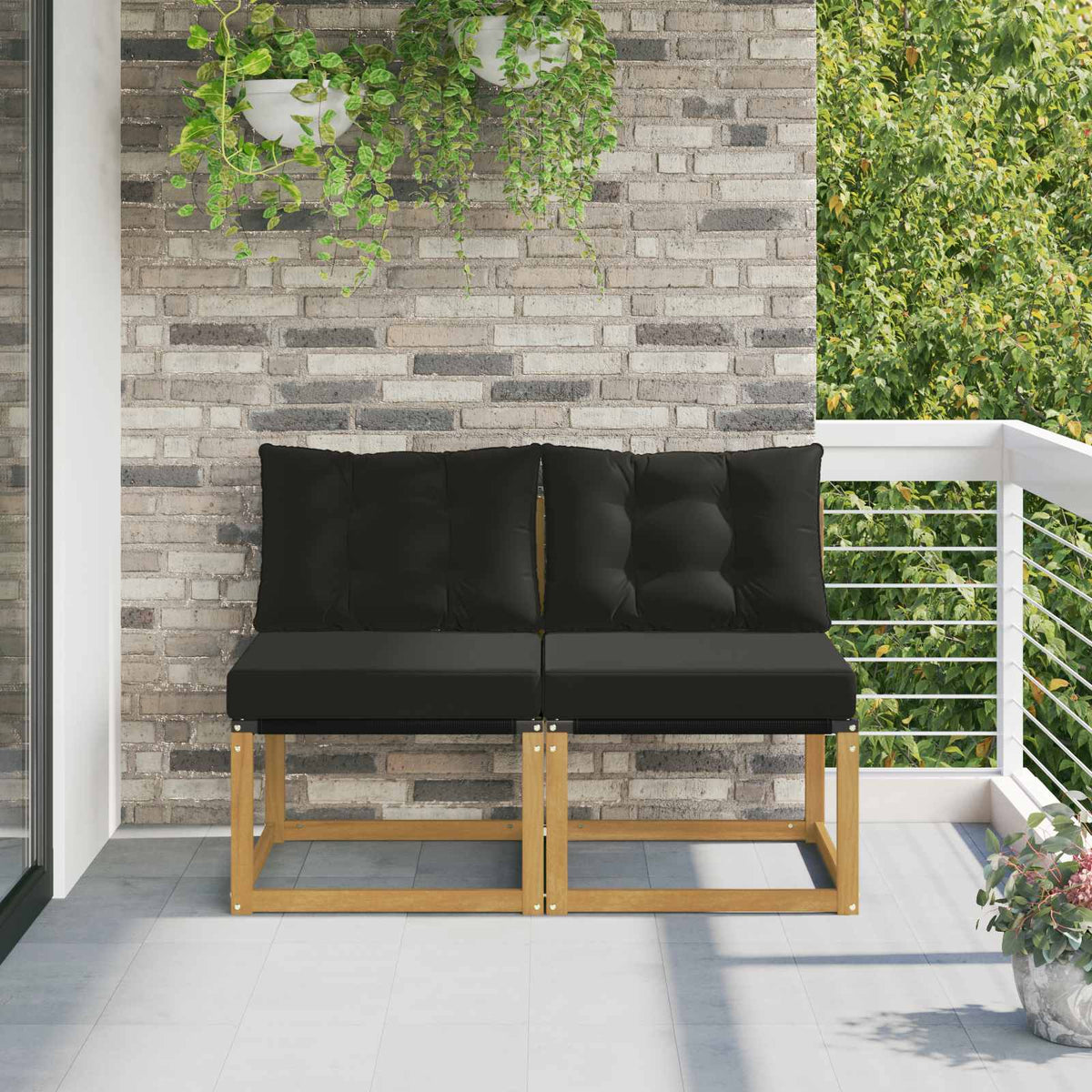 2 Stuk Buiten Midden Sofa Massief acaciahout en Textilene Stof is nu te koop bij PeponiXL, paradijselijk wonen!