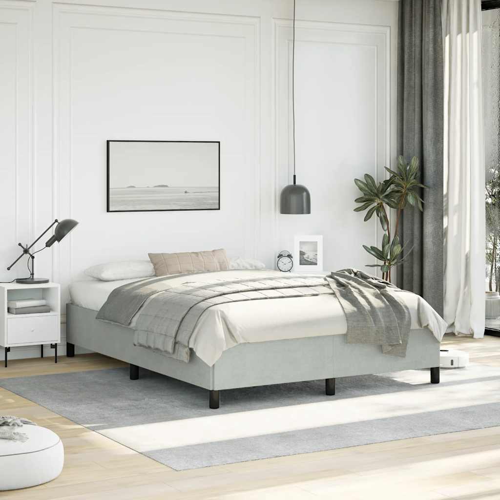 Bedframe zonder matras lichtgrijs 137x190 cm volledig fluweel is nu te koop bij PeponiXL, paradijselijk wonen!