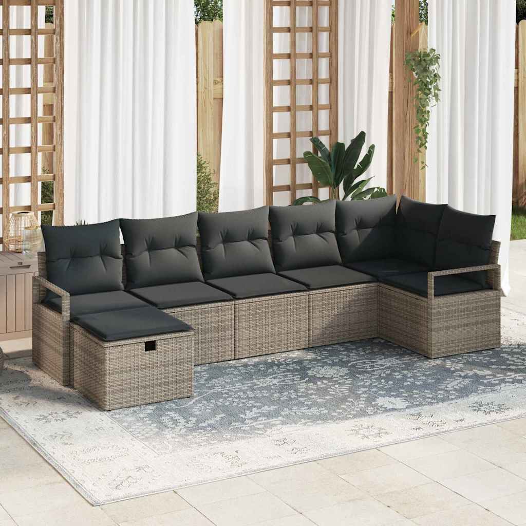 Bankstel 7 st Grijs poly rattan is nu te koop bij PeponiXL, paradijselijk wonen!
