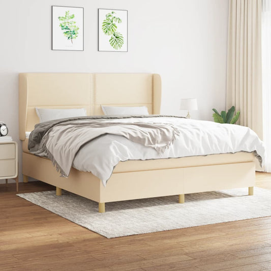 Boxspring met matras stof crèmekleurig 180x200 cm is nu te koop bij PeponiXL, paradijselijk wonen!