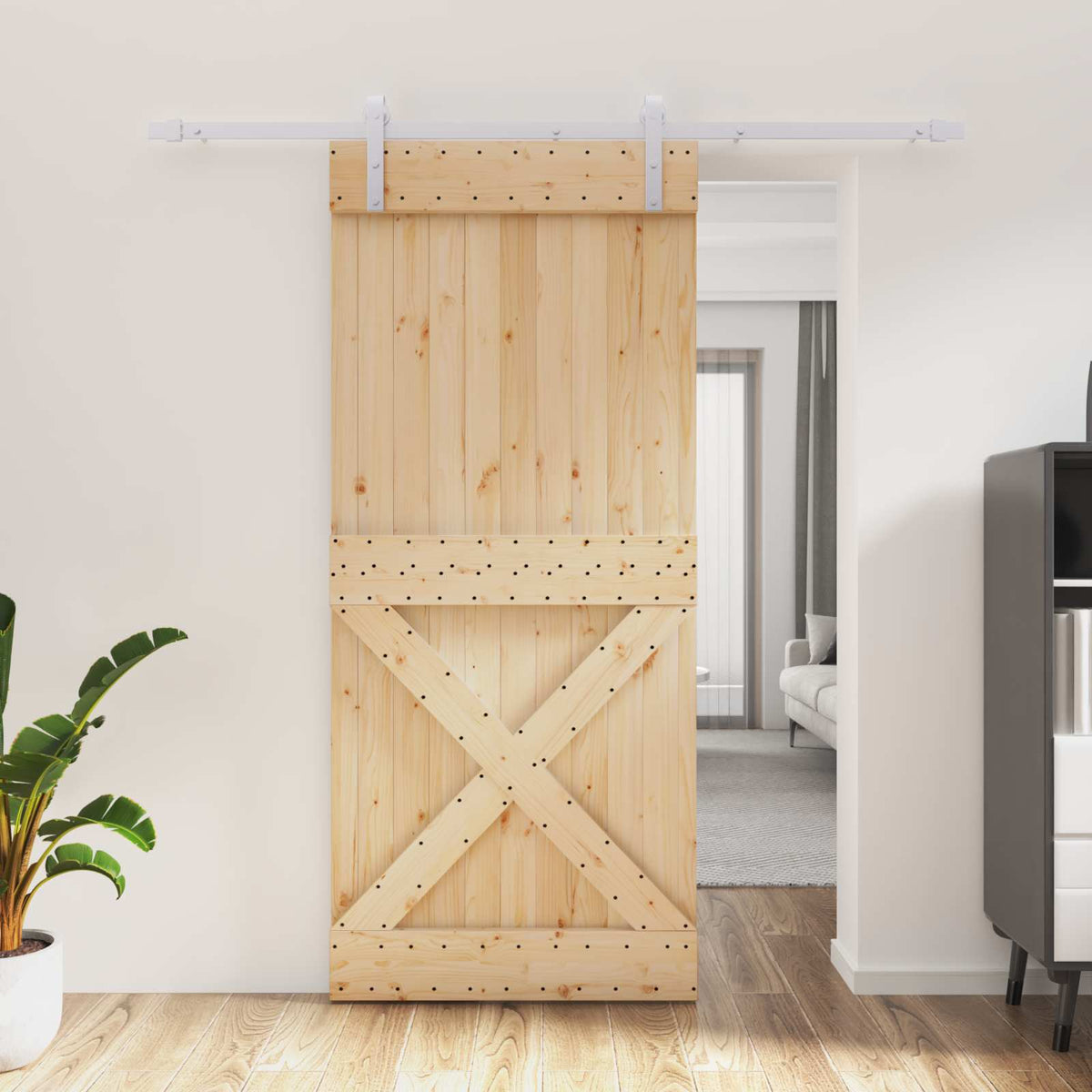 Schuifdeur Natuurlijk en Wit 90 x 210 cm Massief Grenenhout is nu te koop bij PeponiXL, paradijselijk wonen!