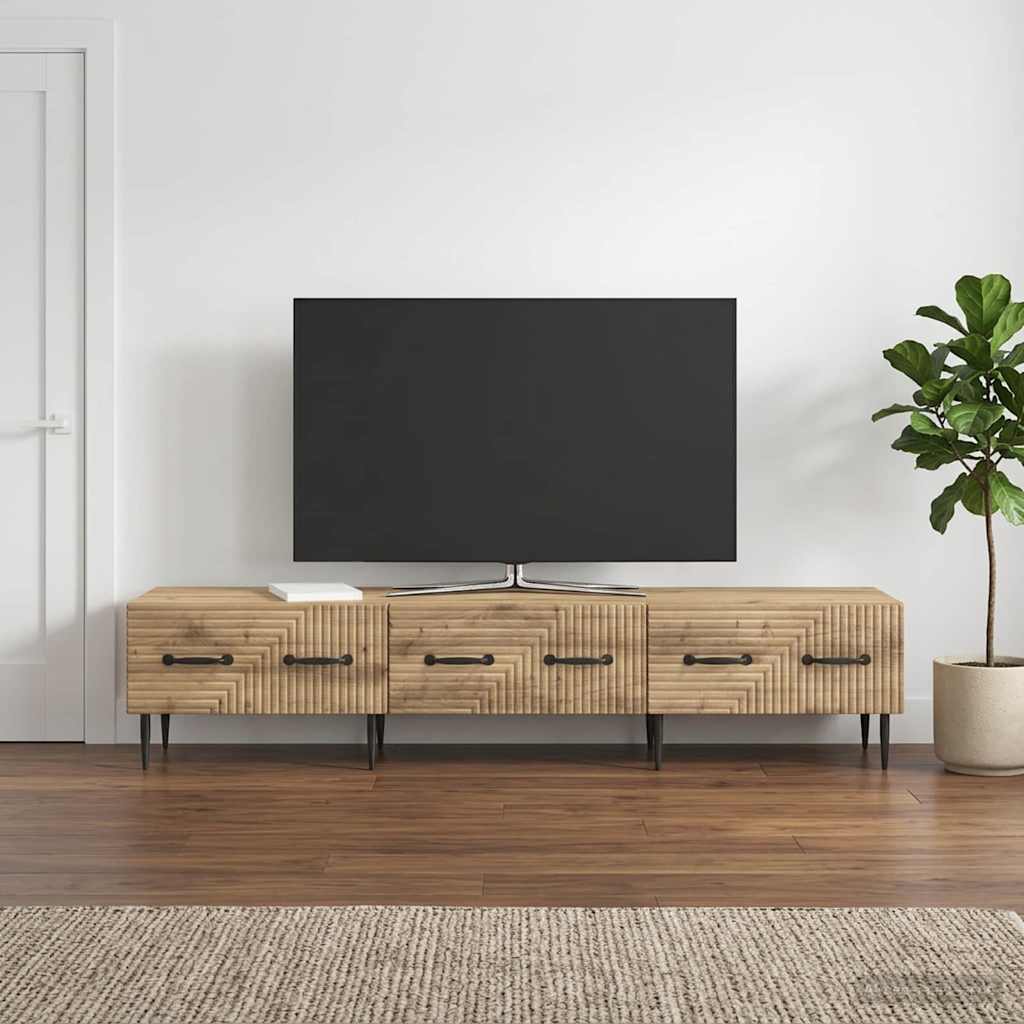 TV-kast Artisanaal eiken 147 x 34,5 x 30 cm Bewerkt hout is nu te koop bij PeponiXL, paradijselijk wonen!