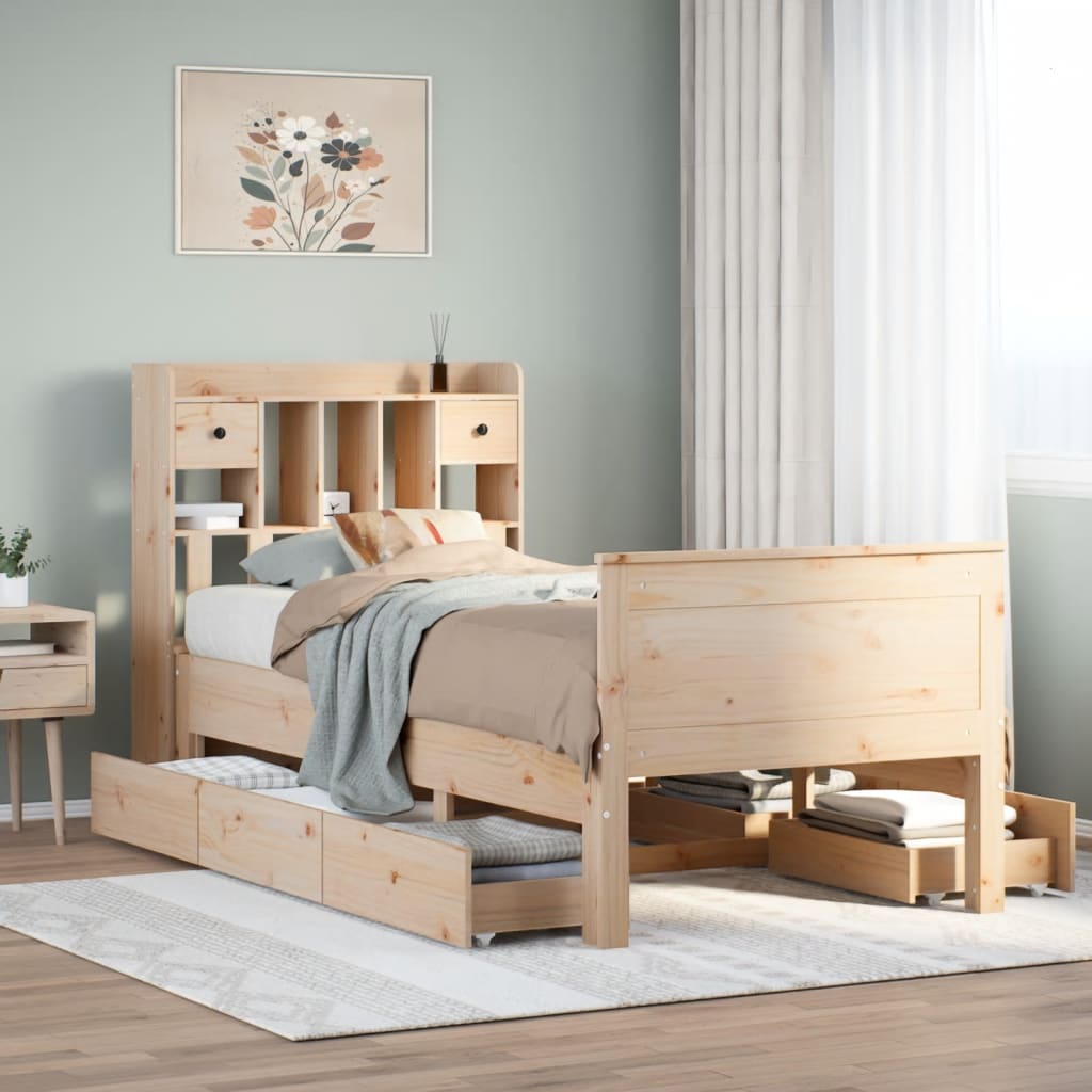 Bed met boekenkast zonder matras massief grenenhout 90x200 cm is nu te koop bij PeponiXL, paradijselijk wonen!