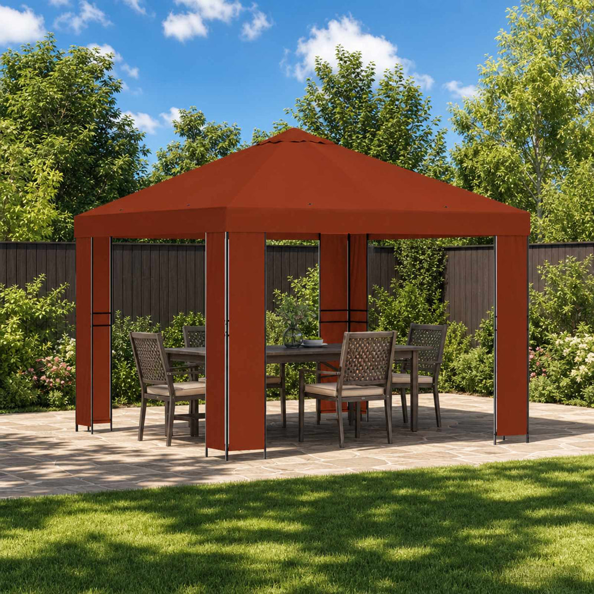 Prieel 3 x 3 m Terracotta Polyester en staal 190 is nu te koop bij PeponiXL, paradijselijk wonen!