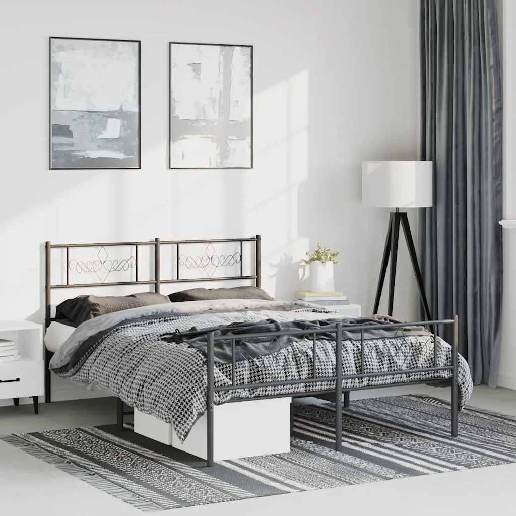 Bedframe met hoofd- en voeteneinde metaal zwart 150x200 cm is nu te koop bij PeponiXL, paradijselijk wonen!