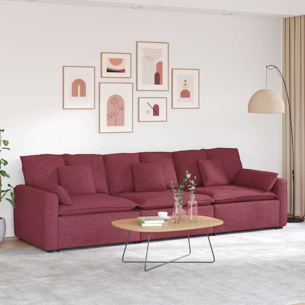 Modulaire bank met kussens wijnrood is nu te koop bij PeponiXL, paradijselijk wonen!