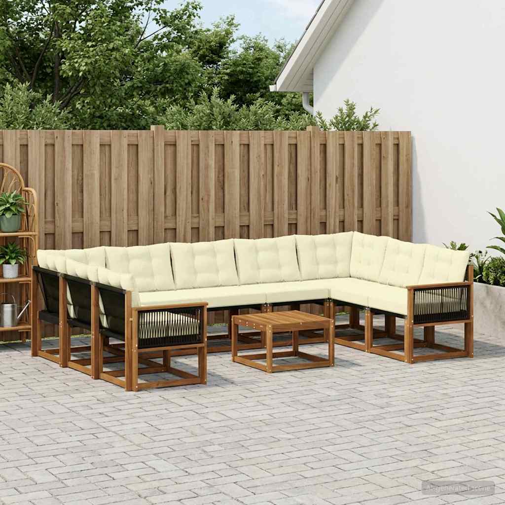 Buiten bankenset met kussen 10 pcs Natuurlijk en Crème is nu te koop bij PeponiXL, paradijselijk wonen!