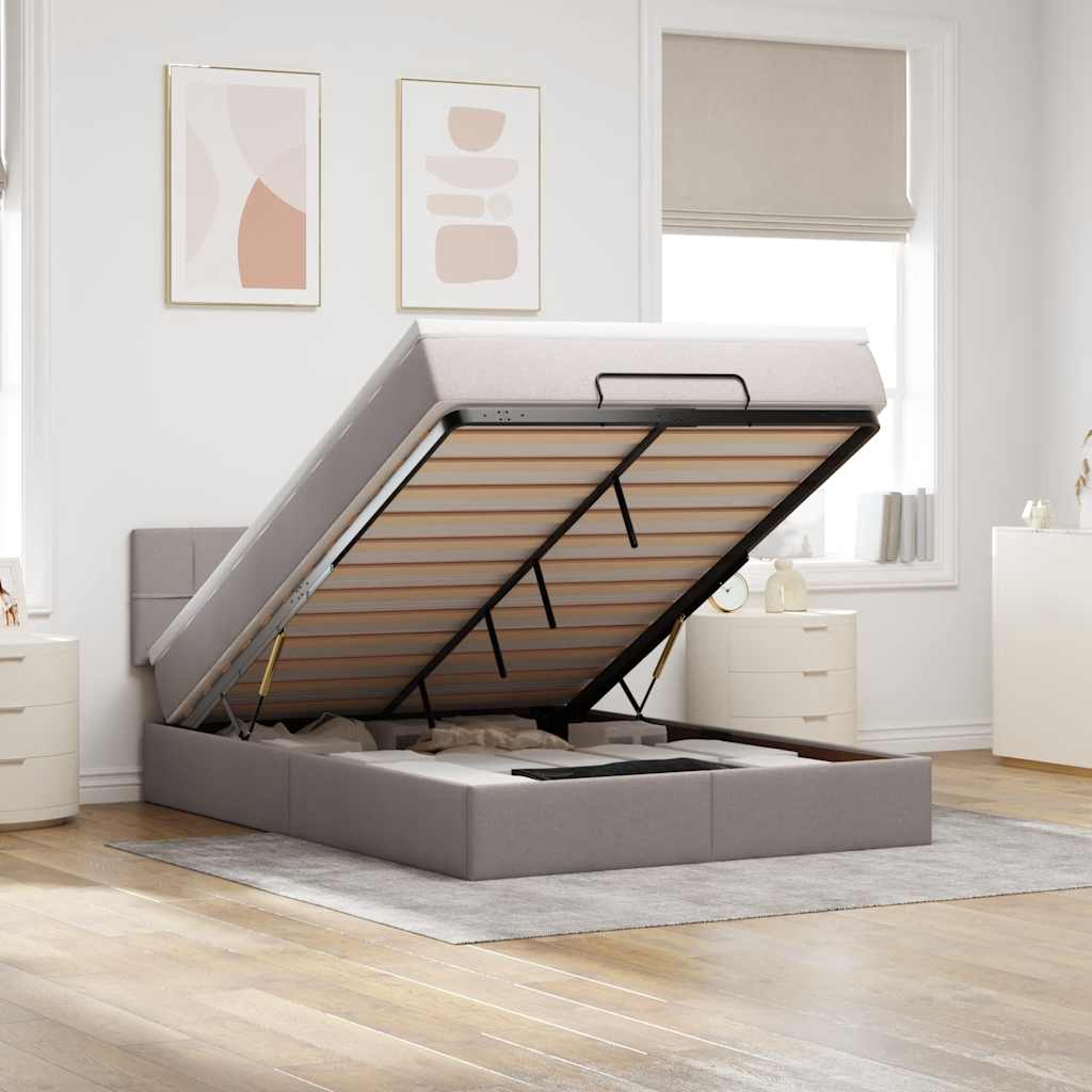 Bed poef met matras en LED's 140x200 cm stof taupe is nu te koop bij PeponiXL, paradijselijk wonen!
