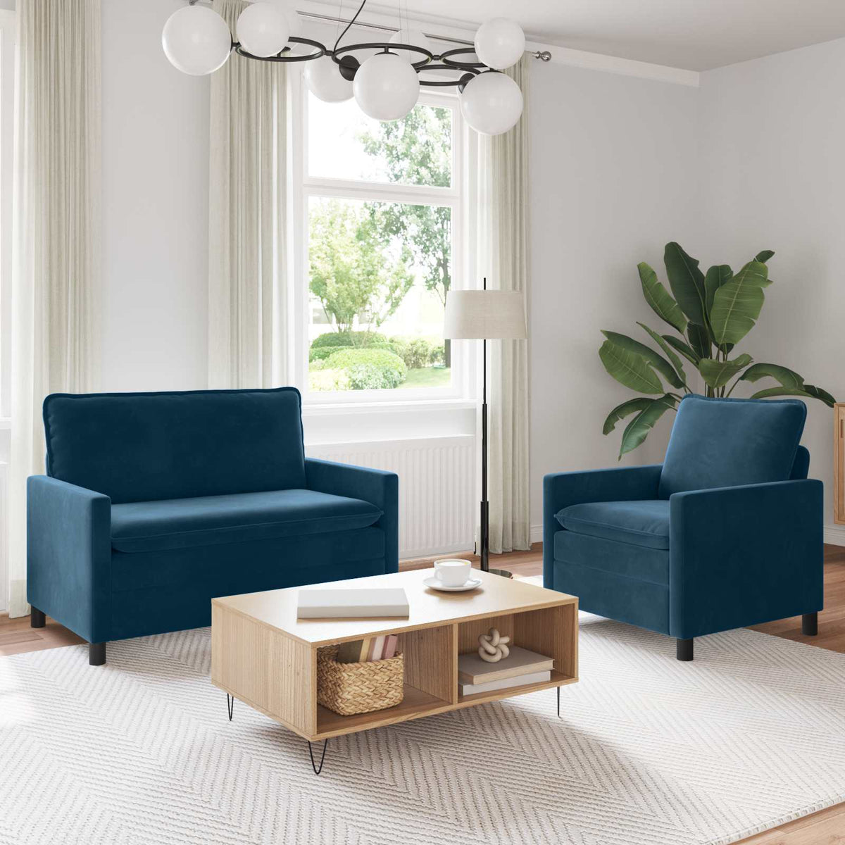 Bankstel 2 pcs Blauw Fluweel is nu te koop bij PeponiXL, paradijselijk wonen!