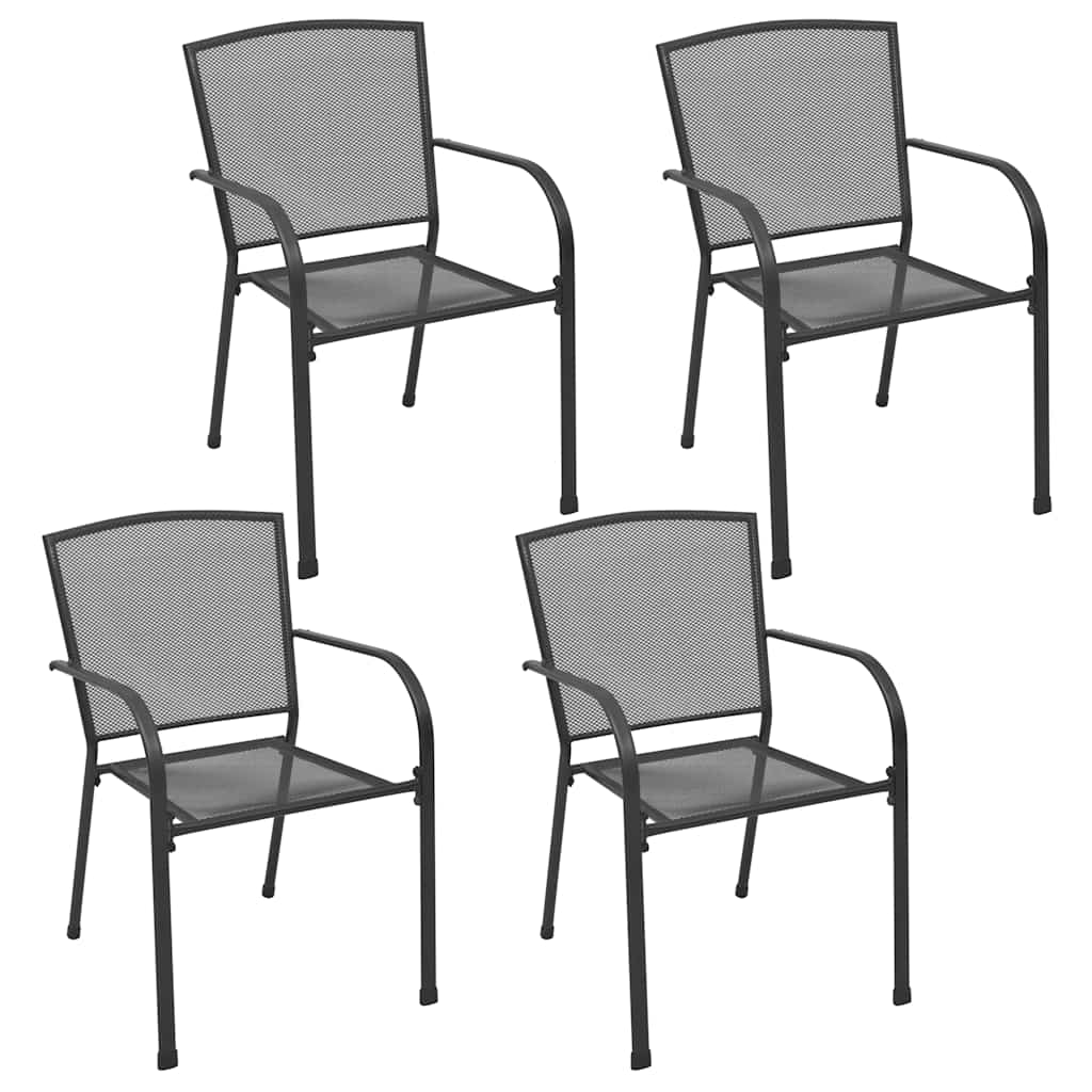 Tuinstoelen 4 st mesh ontwerp staal antraciet is nu te koop bij PeponiXL, paradijselijk wonen!