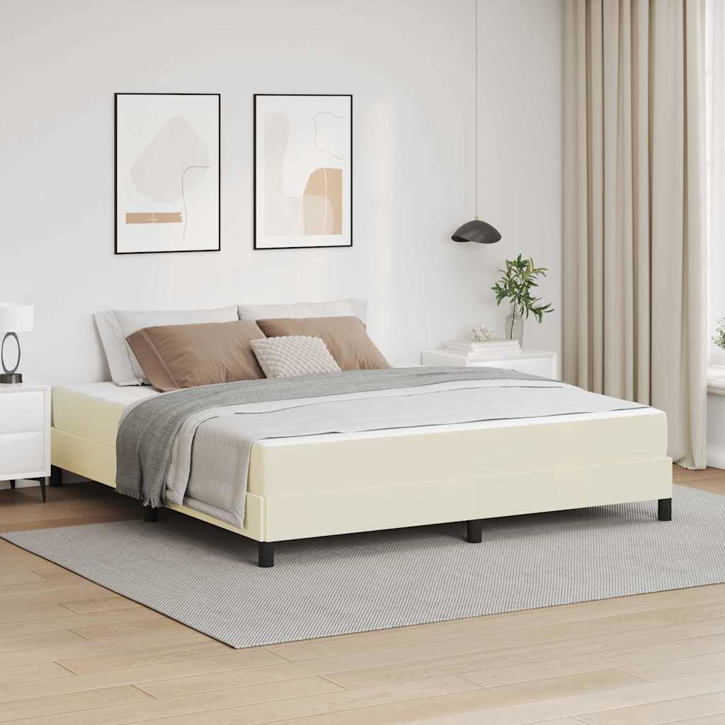 Bedframe met matras Crème 180 x 200 cm Stof is nu te koop bij PeponiXL, paradijselijk wonen!