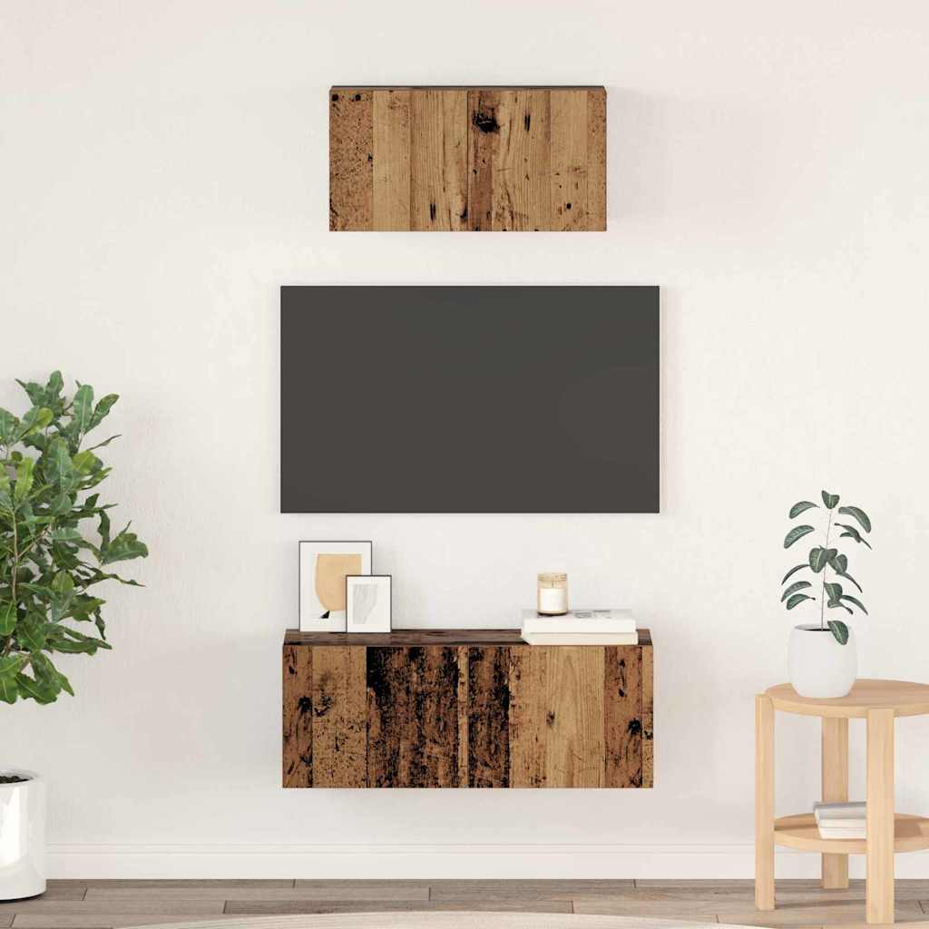 Tv-meubelset Wandgemonteerd 2 pcs Oud Hout Bewerkt hout is nu te koop bij PeponiXL, paradijselijk wonen!