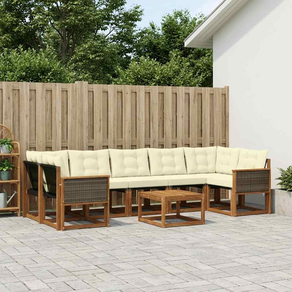 Buiten bankenset met kussen 8 pcs Natuurlijk en Crème is nu te koop bij PeponiXL, paradijselijk wonen!