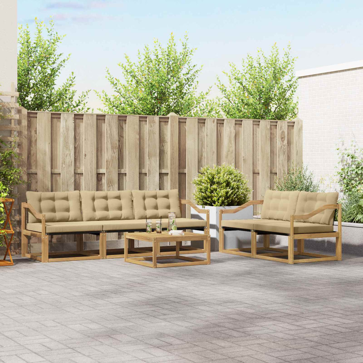 Buiten bankenset 6 pcs Wit en Beige 79 x 79 x 37 cm is nu te koop bij PeponiXL, paradijselijk wonen!
