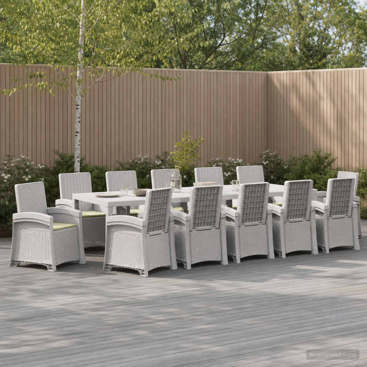 Tuin eettafelset 14 st Wit en crèmekleurig PP is nu te koop bij PeponiXL, paradijselijk wonen!