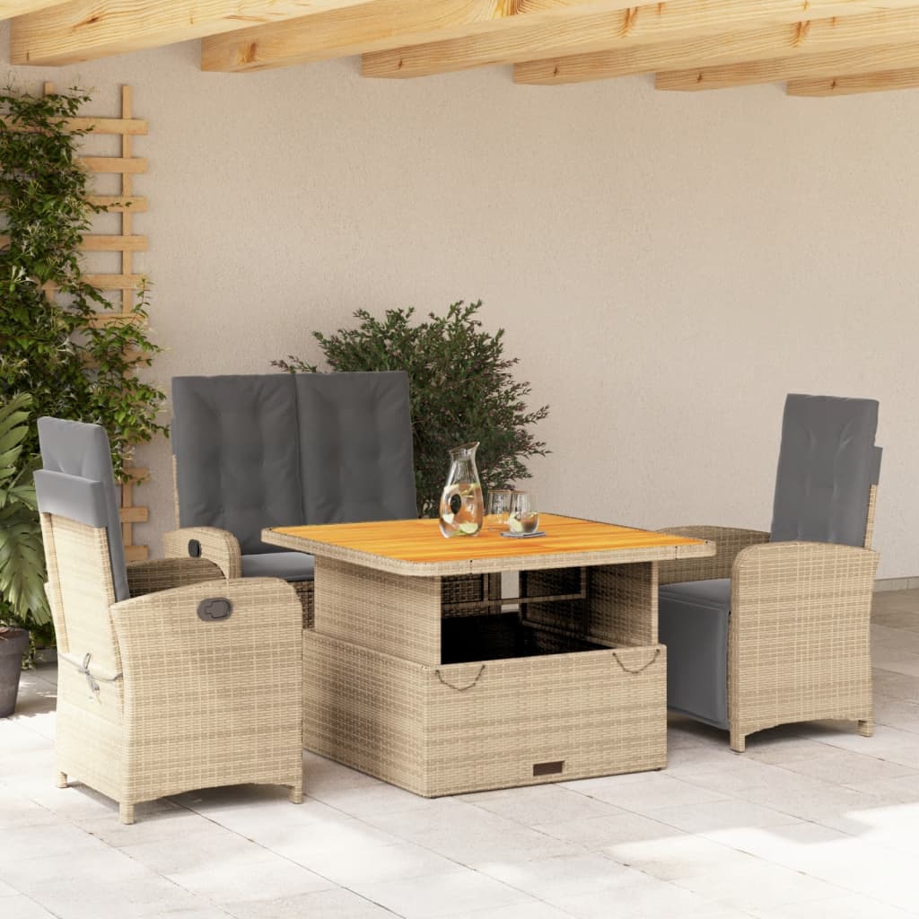 4-delige Tuinset met kussens poly rattan beige is nu te koop bij PeponiXL, paradijselijk wonen!