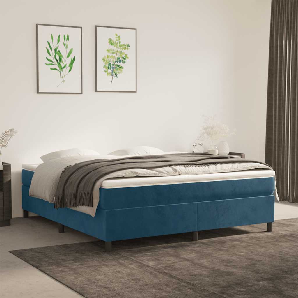Boxspring met matras fluweel donkerblauw 160x200 cm is nu te koop bij PeponiXL, paradijselijk wonen!