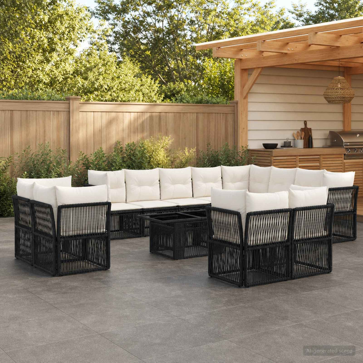 Tuinbankenset 13 pcs poly rattan is nu te koop bij PeponiXL, paradijselijk wonen!