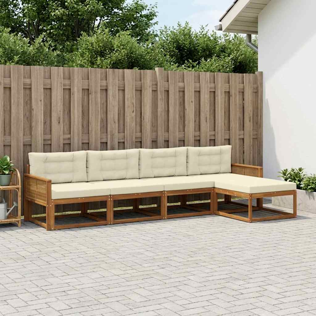 Buiten bankenset met kussen 5 pcs Natuurlijk en Crème is nu te koop bij PeponiXL, paradijselijk wonen!