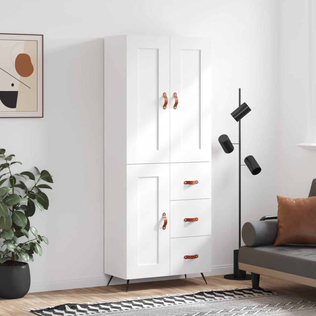 Hoge kast 69,5x34x180 cm bewerkt hout wit is nu te koop bij PeponiXL, paradijselijk wonen!