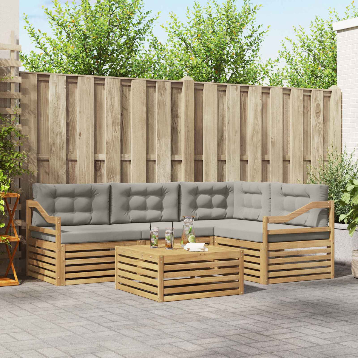 Buiten bankenset met kussen 5 pcs is nu te koop bij PeponiXL, paradijselijk wonen!