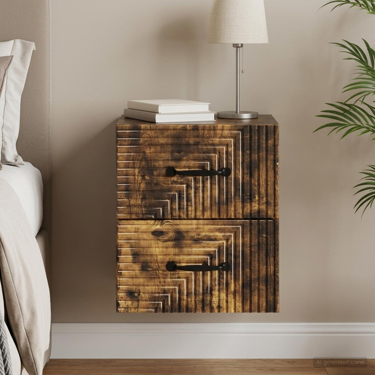 Wandbeugel Bedkast Gerookt eiken 34,5 x 33 x 40 cm Bewerkt hout is nu te koop bij PeponiXL, paradijselijk wonen!