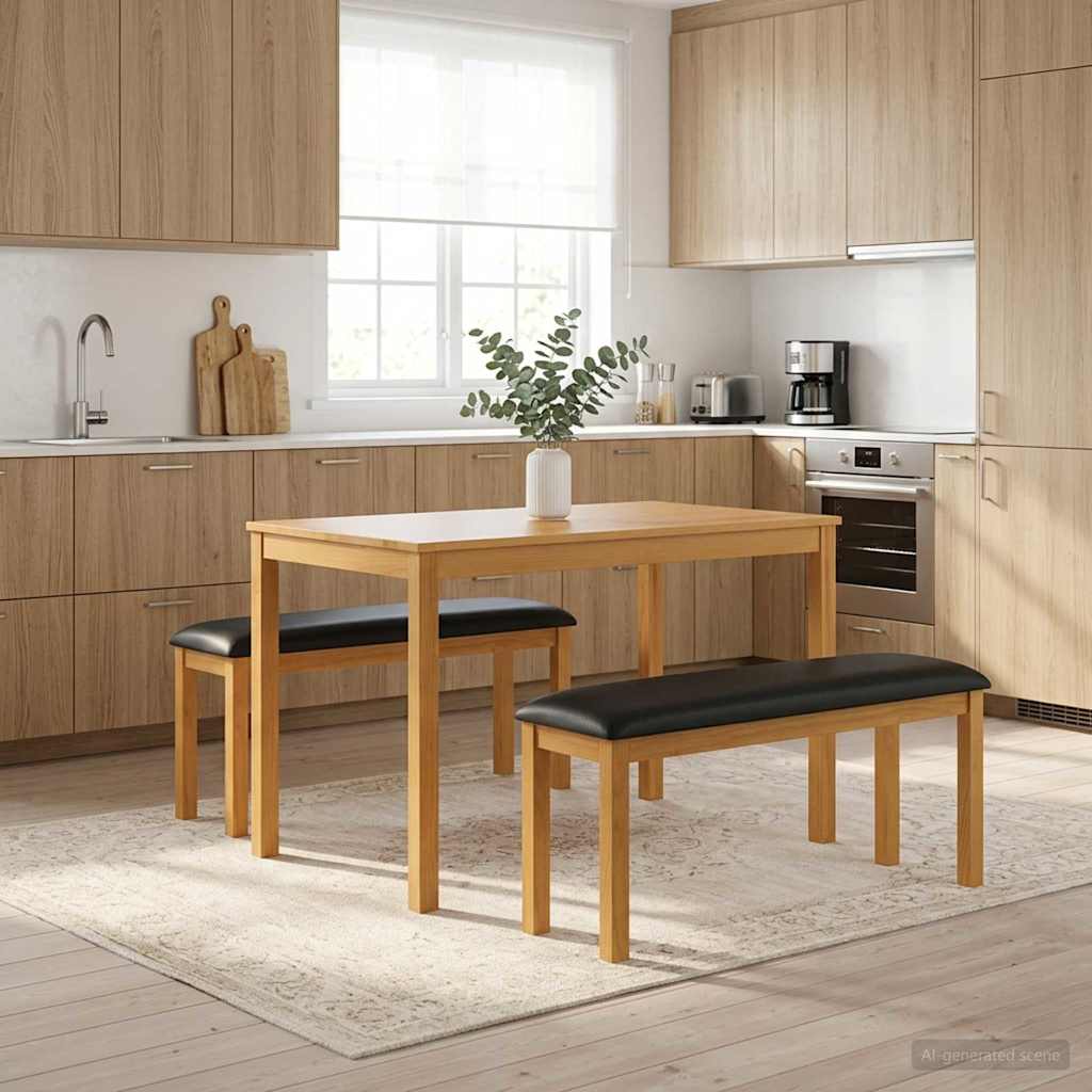 Eetbank 95 x 32 x 45 cm Massief Eikenhout Zwart is nu te koop bij PeponiXL, paradijselijk wonen!