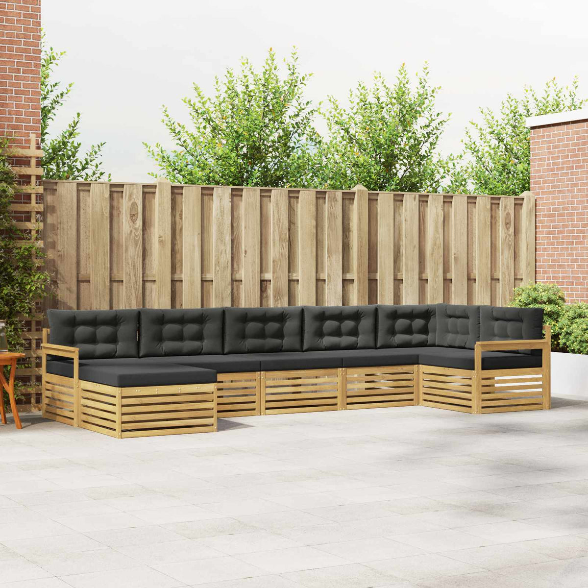 Buiten bankenset met kussen 7 pcs Wit en antracietkleurig is nu te koop bij PeponiXL, paradijselijk wonen!