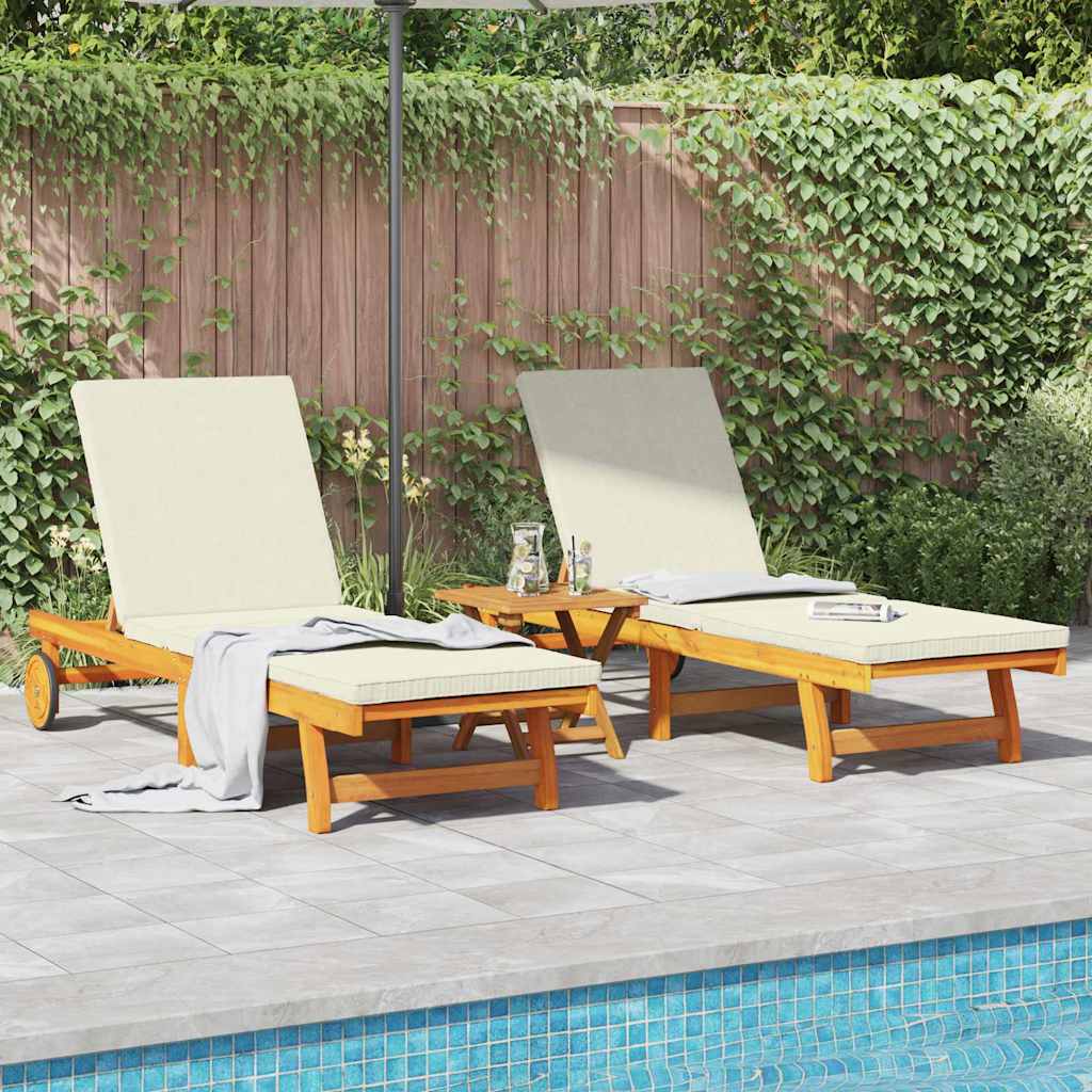Ligstoel 2 pcs Bruin 65 x 199 x 84 cm Massief Acaciahout is nu te koop bij PeponiXL, paradijselijk wonen!