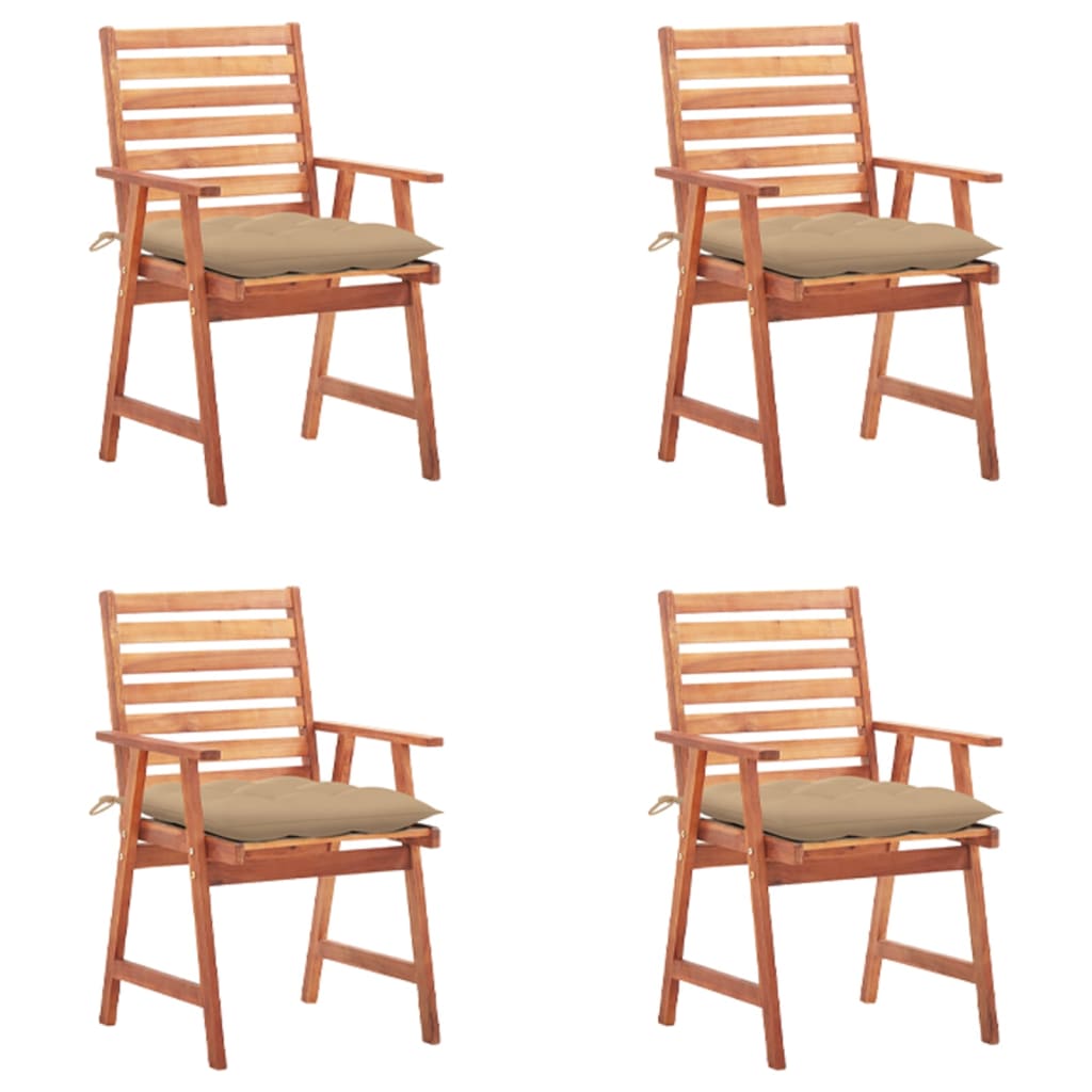 Tuinstoelen 4 st met kussens massief acaciahout is nu te koop bij PeponiXL, paradijselijk wonen!