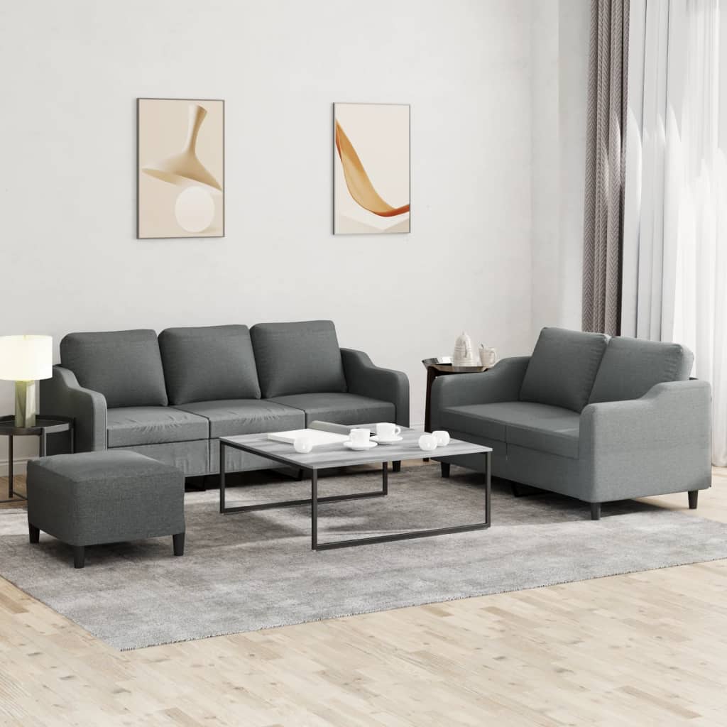 3-delige Loungeset met kussens stof donkergrijs is nu te koop bij PeponiXL, paradijselijk wonen!