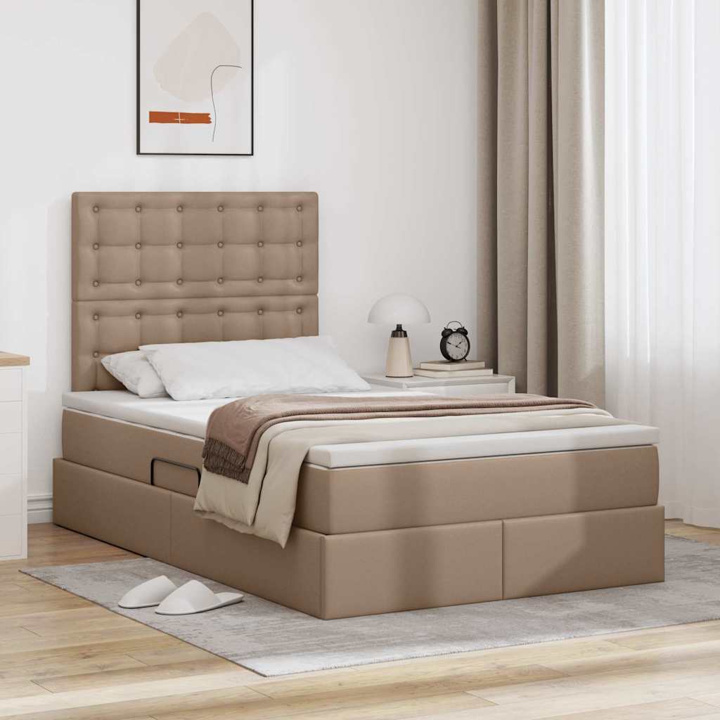 Opbergbed met LED met matras Cappuccino 120 x 200 cm Nep Leer is nu te koop bij PeponiXL, paradijselijk wonen!