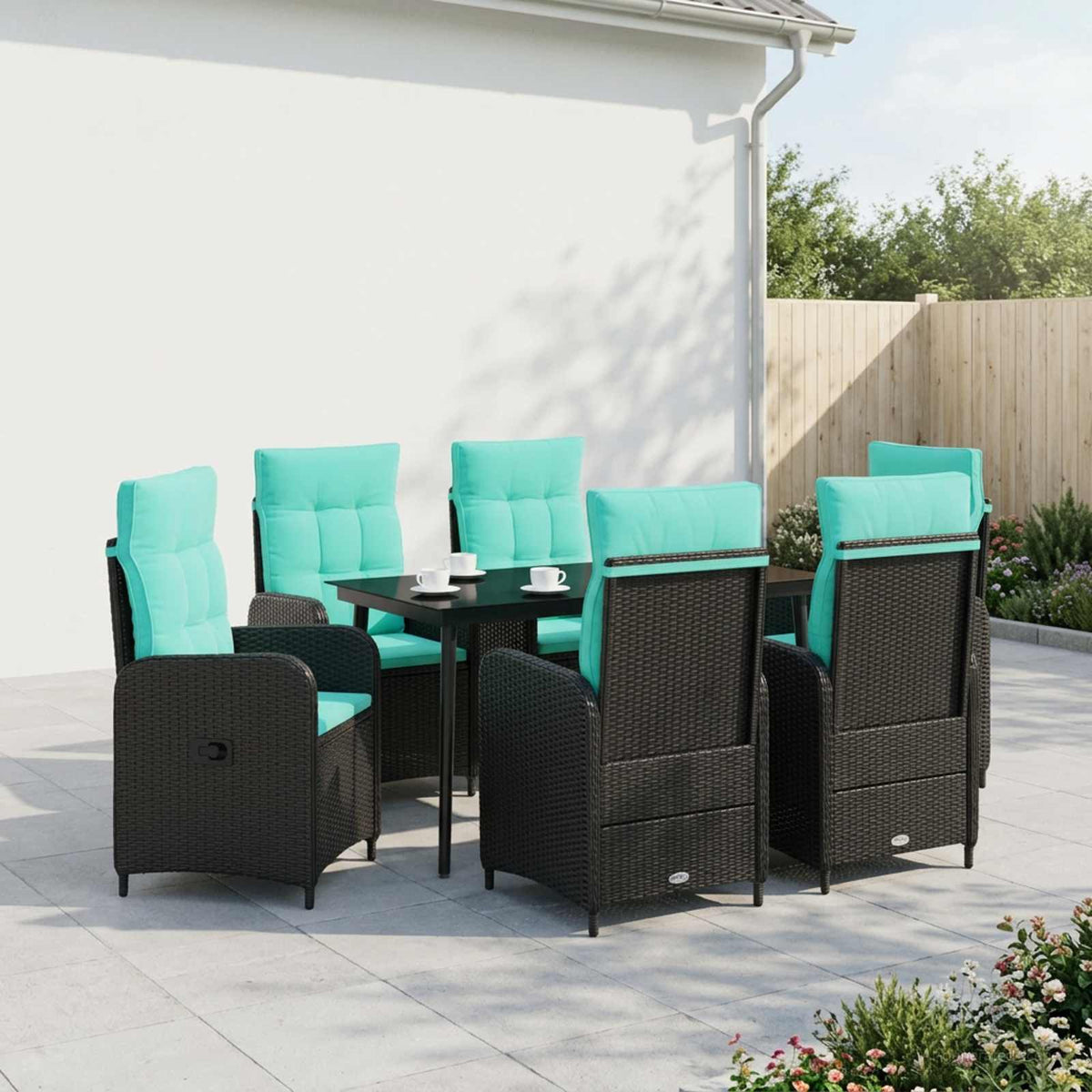 Bank tafel set 7 pcs PE Rattan en Poeder-Coated Staal is nu te koop bij PeponiXL, paradijselijk wonen!