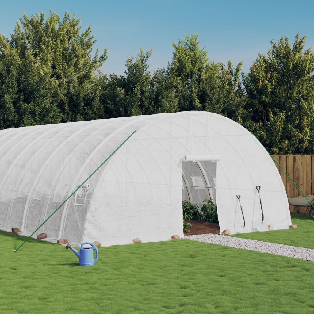 Tuinkas met stalen frame 144 m² 24x6x2,85 m wit is nu te koop bij PeponiXL, paradijselijk wonen!