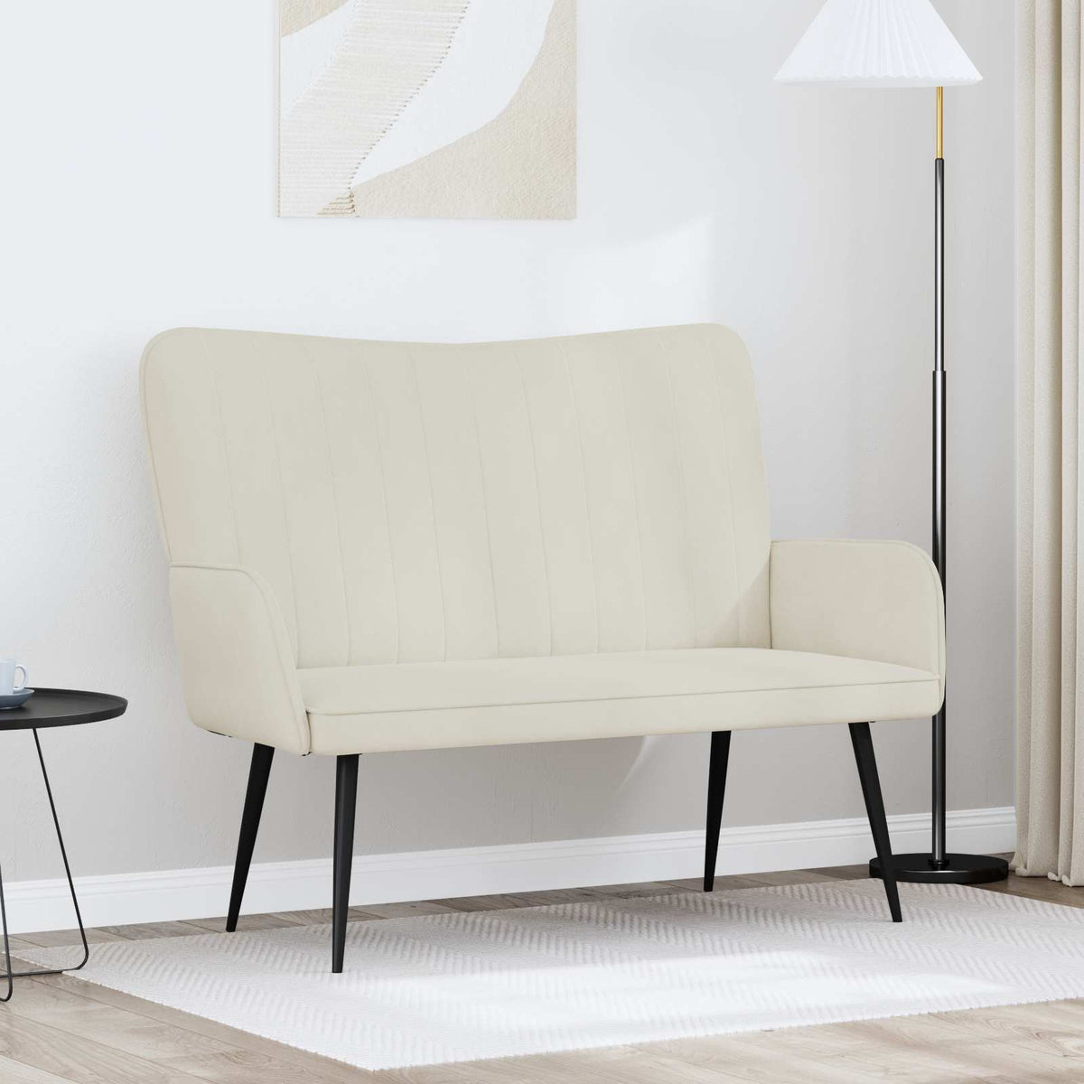 Twee Persoons Sofa Crème 115 x 61 x 87 cm Fluweel is nu te koop bij PeponiXL, paradijselijk wonen!