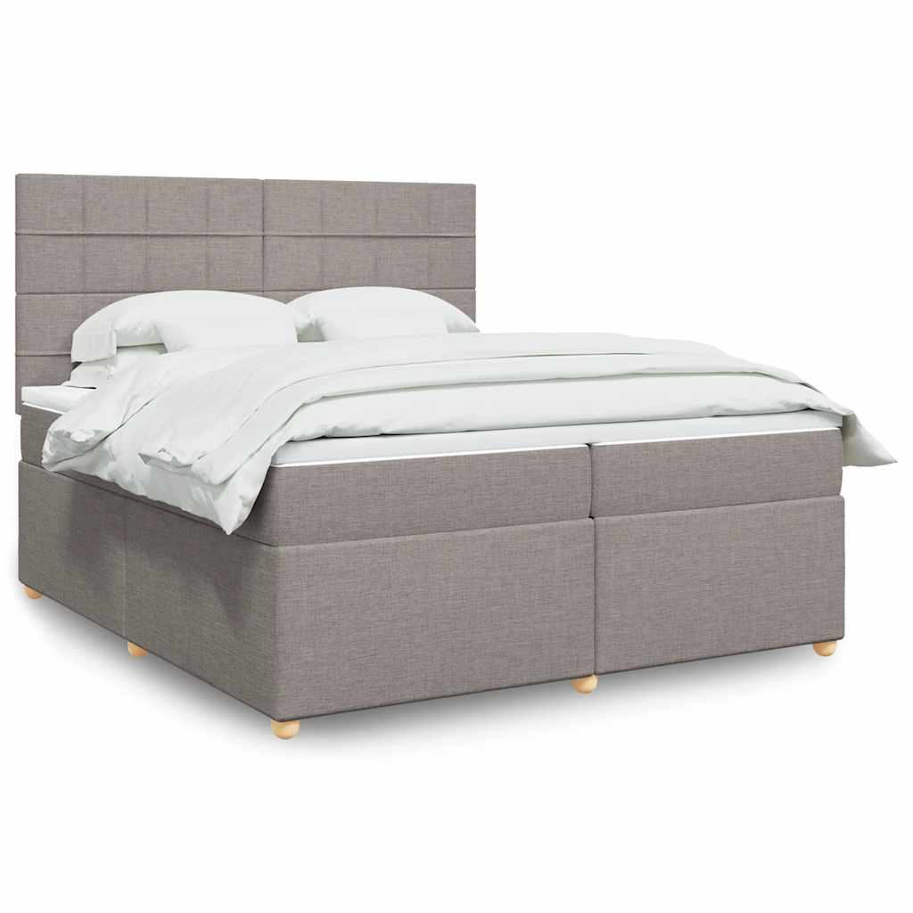 Boxspring met matras stof taupe 200x200 cm is nu te koop bij PeponiXL, paradijselijk wonen!