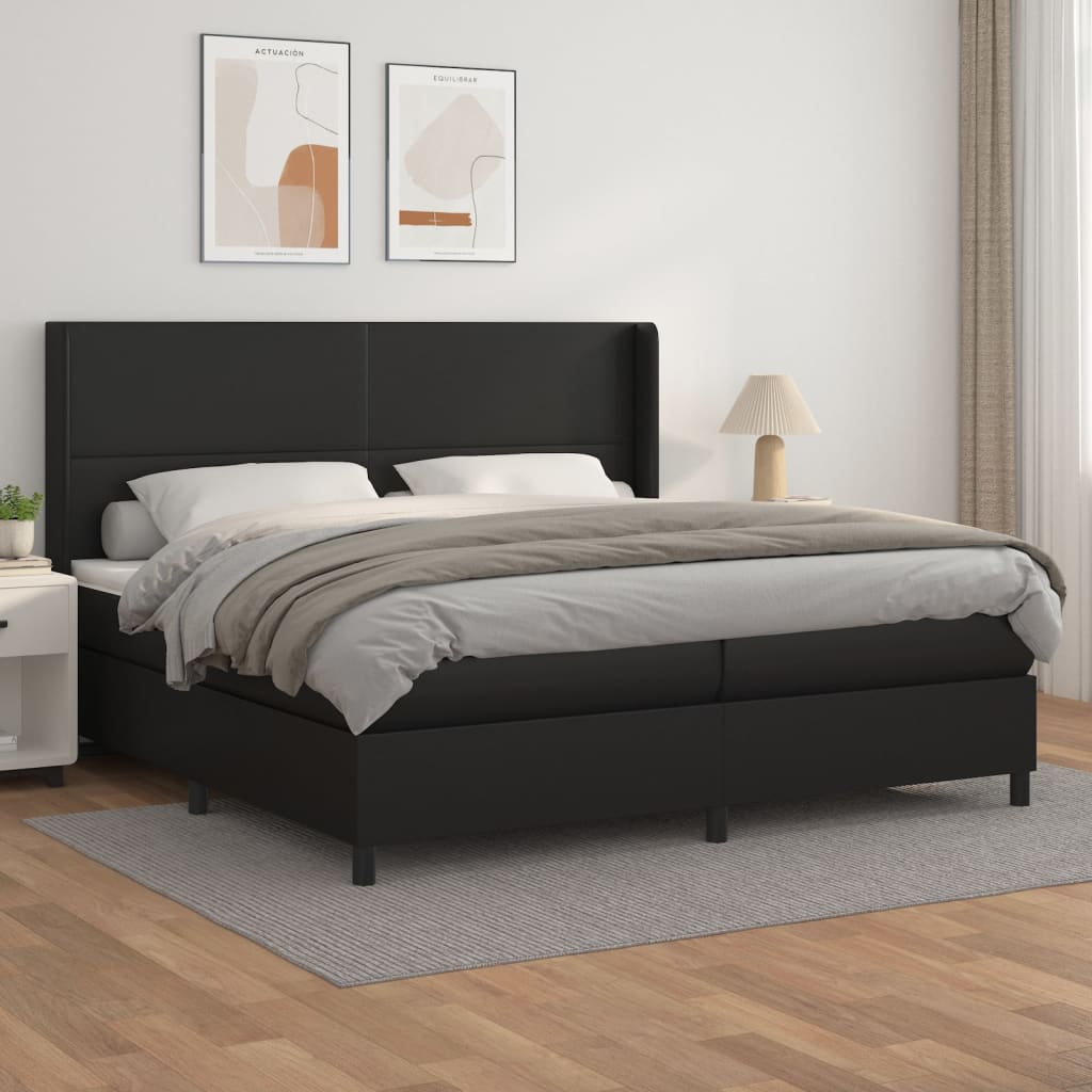 Boxspring met matras kunstleer zwart 200x200 cm is nu te koop bij PeponiXL, paradijselijk wonen!