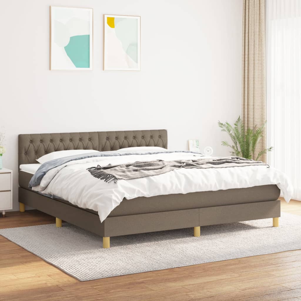 Boxspring met matras stof taupe 180x200 cm is nu te koop bij PeponiXL, paradijselijk wonen!