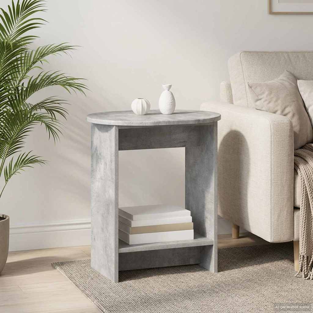 Bijzettafel Betongrijs 50 x 39,5 x 55 cm Bewerkt hout is nu te koop bij PeponiXL, paradijselijk wonen!
