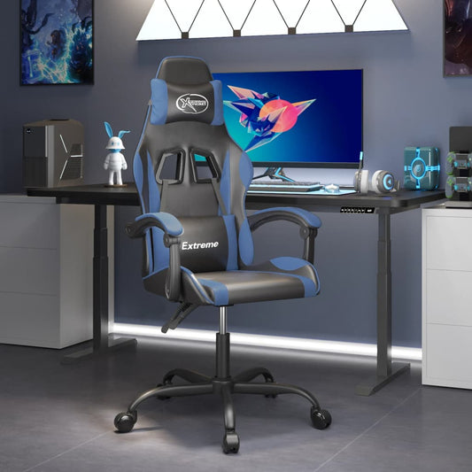 Gamestoel kunstleer zwart en blauw is nu te koop bij PeponiXL, paradijselijk wonen!