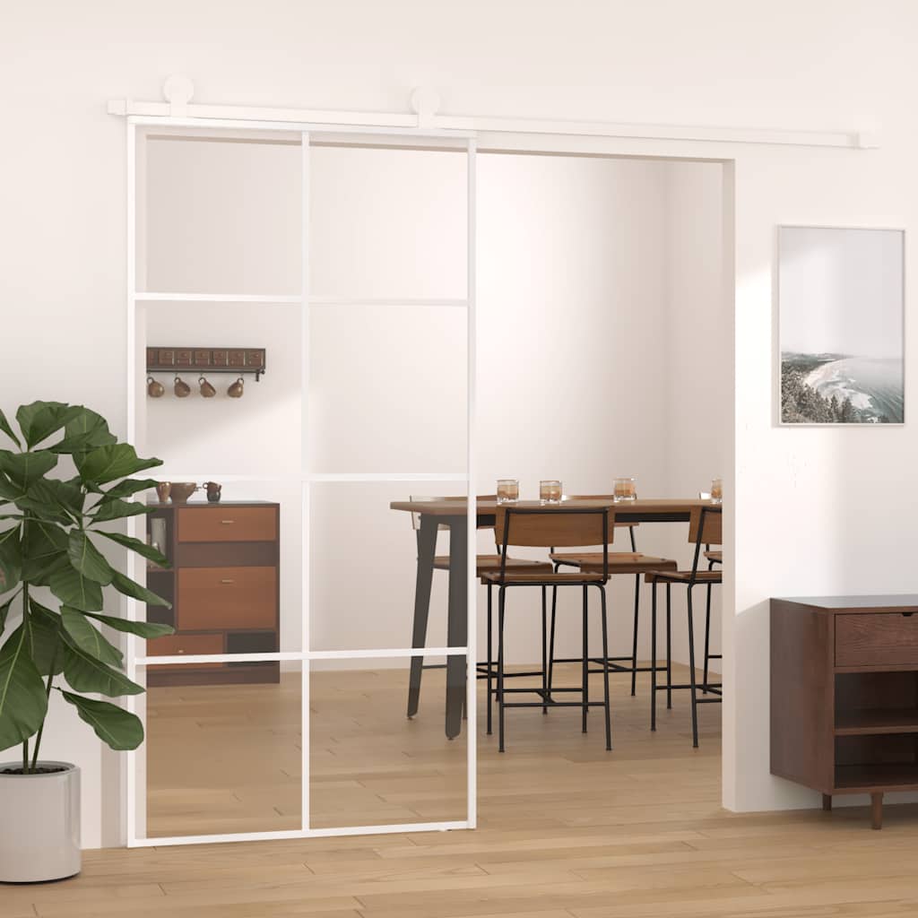 Schuifdeur 102,5x205 cm ESG-glas en aluminium wit is nu te koop bij PeponiXL, paradijselijk wonen!