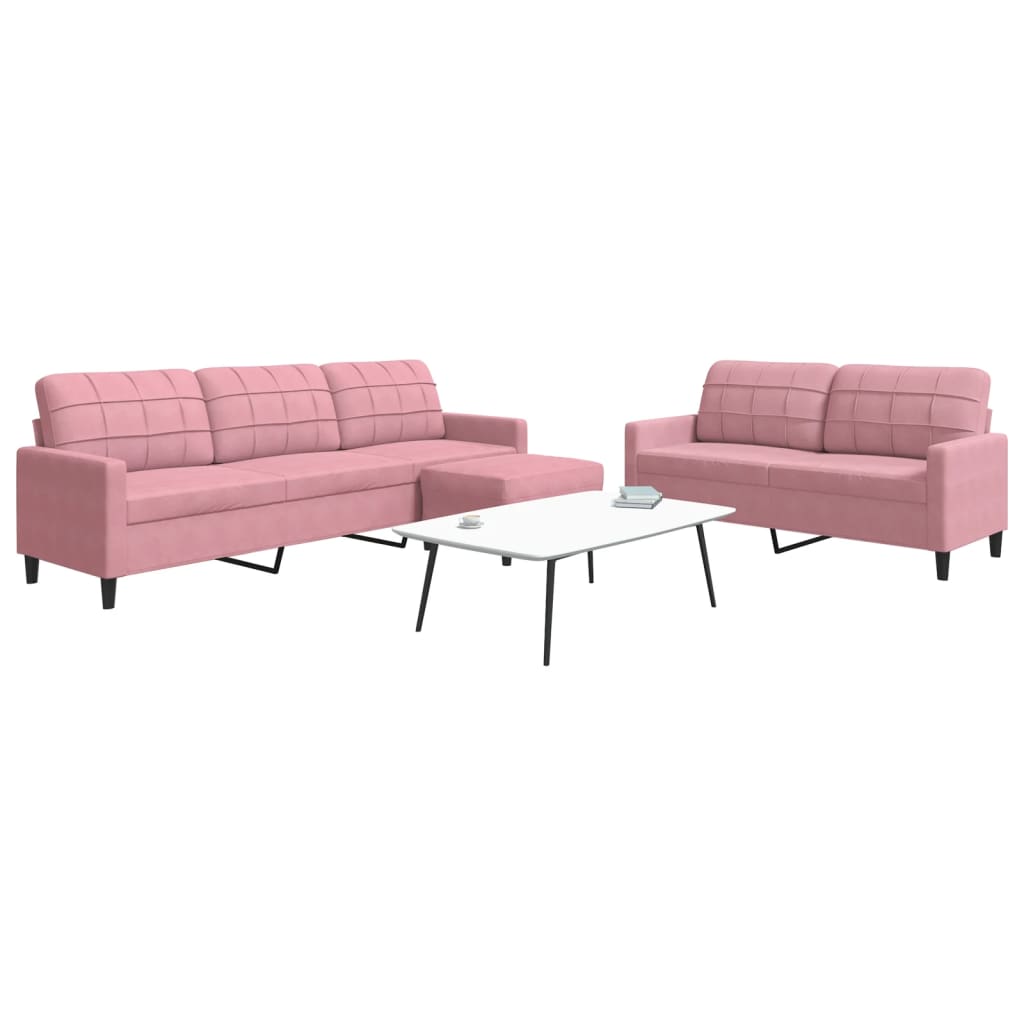 3-delige Loungeset met kussens fluweel roze is nu te koop bij PeponiXL, paradijselijk wonen!
