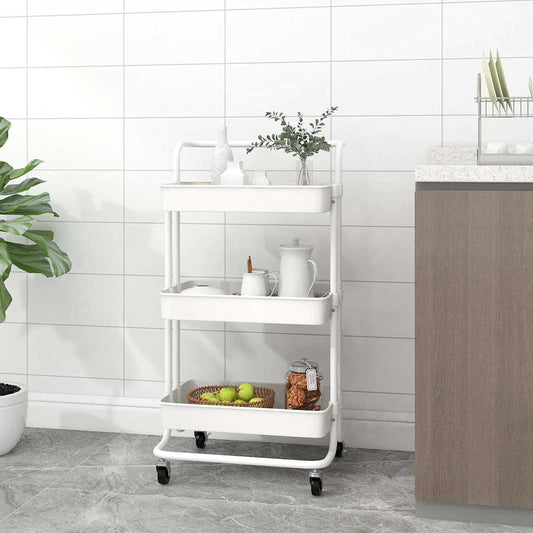 Keukentrolley 3-laags 42x35x85 cm ijzer en ABS wit is nu te koop bij PeponiXL, paradijselijk wonen!